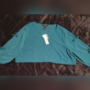NWT - 1X Casual Teal 3/4 sleeve Blouse